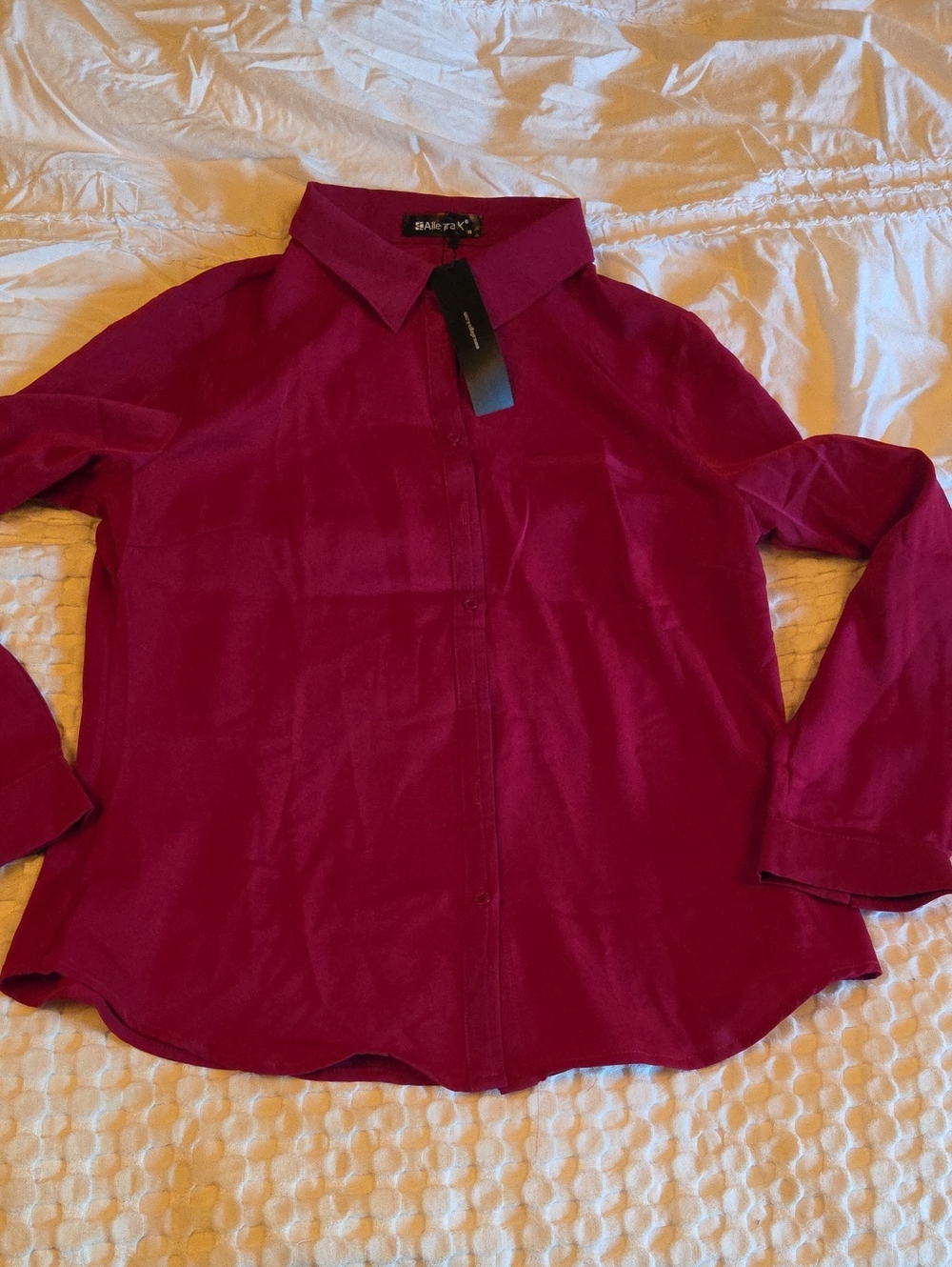 Allegra K Fuchsia Button-Front Blouse